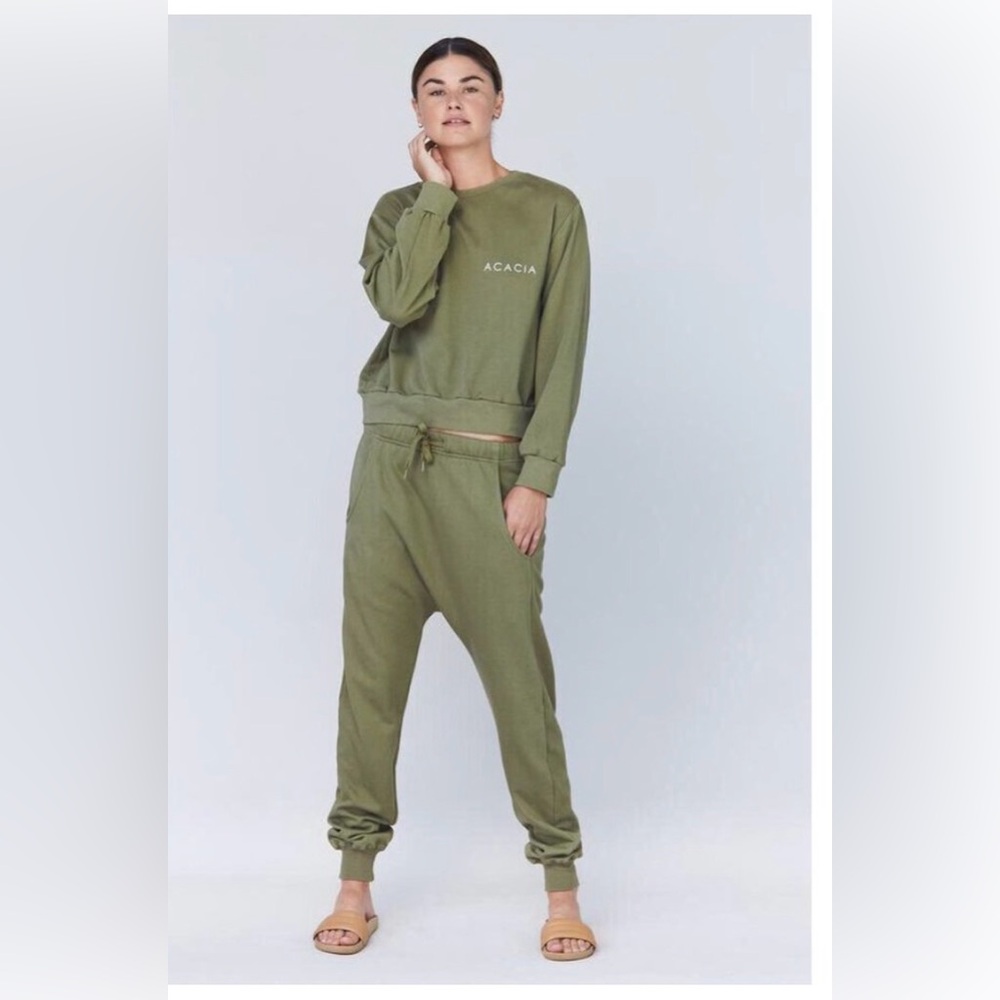 Acacia Swimwear Olive Green Basics sweatpants NWT